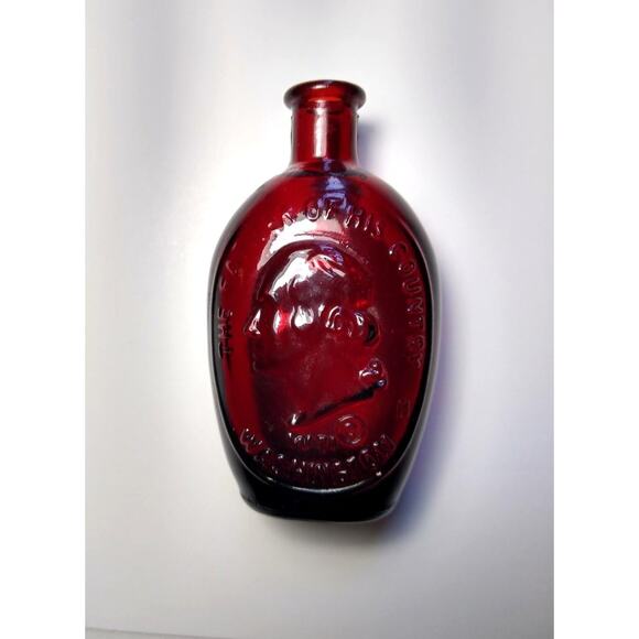 Wheaton Ruby Red Carnival Glass Bottle George Washington Retro 1971 Mini 3" - Picture 2 of 4